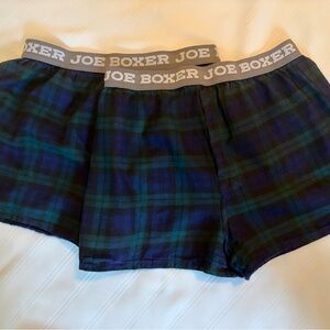 Joe Boxer Men's Plaid Boxers - Navy and Green.  Large